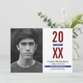 Rood wit en blauw strepen Foto Afstuderen Kaart (Staand voorkant)