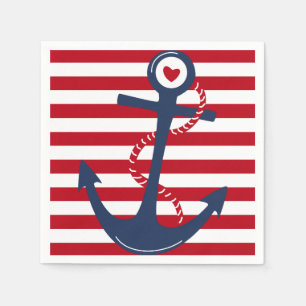 Rood wit en blauw Stripe anchor Nautical Event Servet
