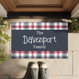 Rood wit en blauw Tartan familienaam Deurmat