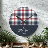 Rood wit en blauw Tartan familienaam Ronde Klok