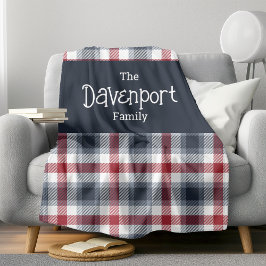 Rood wit en blauw Tartan familienaam Sherpa Deken