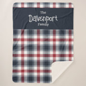 Rood wit en blauw Tartan familienaam Sherpa Deken (Voorkant)