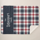 Rood wit en blauw Tartan familienaam Sherpa Deken (Voorkant (horizontaal))