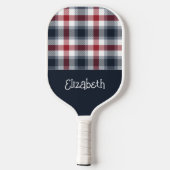 Rood wit en blauw Tartan Naam Pickleball Paddle (Achterkant)