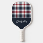 Rood wit en blauw Tartan Naam Pickleball Paddle (Voorkant)
