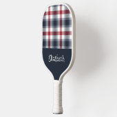 Rood wit en blauw Tartan Naam Pickleball Paddle (Links)