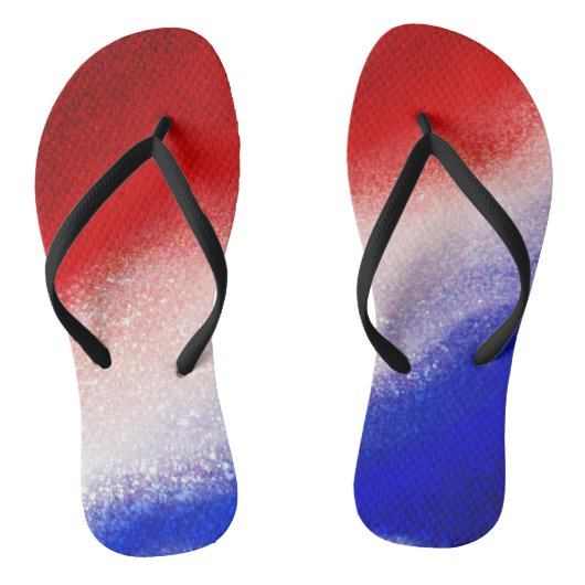 Rood, wit en blauw teenslippers (Voetbed)
