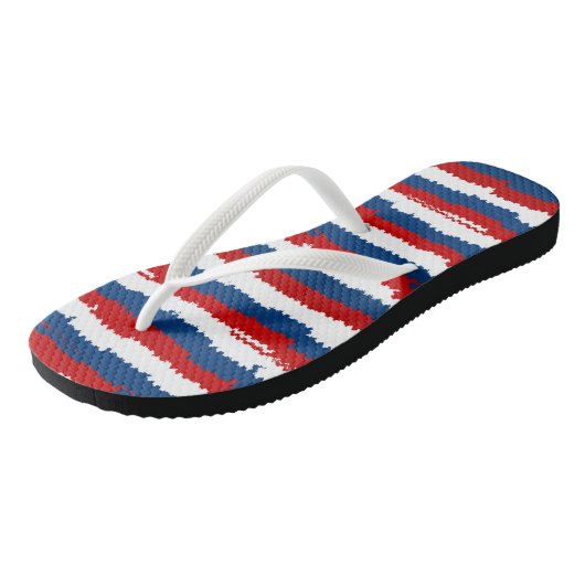 Rood, wit en blauw teenslippers (Schuin)