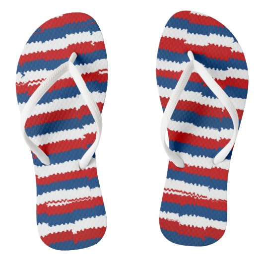 Rood, wit en blauw teenslippers (Voetbed)