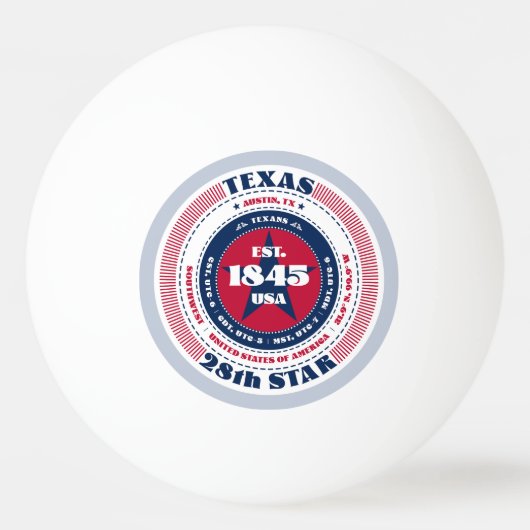 Rood, wit en blauw Texas Circle Pingpongbal (Achterkant)