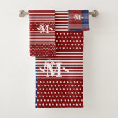 Rood Wit en Blauw Thema Sterren & Strepen Monogram Bad Handdoek (Insitu)