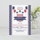 Rood Wit en Blauw Uitnodiging Presidentsdag (Staand voorkant)
