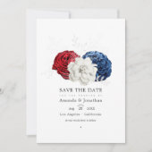 Rood Wit en Blauw USA Amerikaanse Trouwfoto Save The Date (Voorkant)