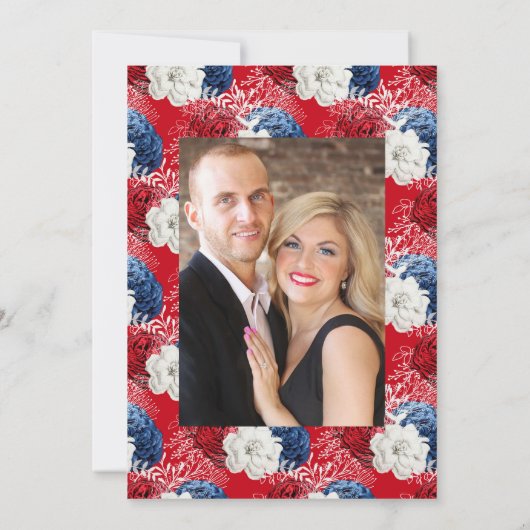 Rood Wit en Blauw USA Amerikaanse Trouwfoto Save The Date (Achterkant)