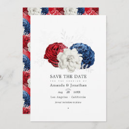 Rood Wit en Blauw USA Amerikaanse Trouwfoto Save The Date