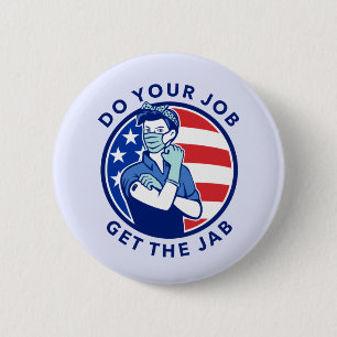 Rood wit en blauw Vaccineren Ronde Button 5,7 Cm