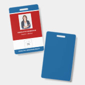 Rood Wit en Blauw Vastgoedmakelaar Foto Logo Badge (Voor- en achterkant)