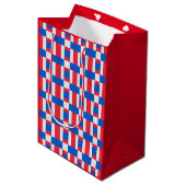Rood wit en blauw, vergrendelde kleurenafdrukken medium cadeauzakje (Voorkant Gekanteld)