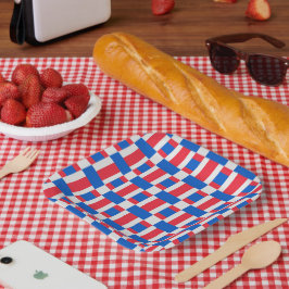 Rood wit en blauw, vergrendelde kleurenafdrukken papieren bordje