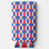 Rood wit en blauw, vergrendelde kleurenafdrukken seltzer blikjeskoeler (Voorkant)