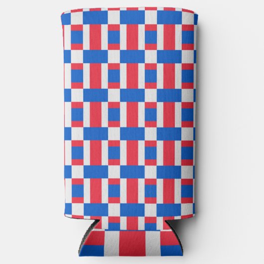 Rood wit en blauw, vergrendelde kleurenafdrukken seltzer blikjeskoeler (Voorkant)