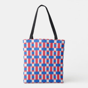 Rood wit en blauw, vergrendelde kleurenafdrukken tote bag