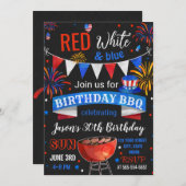 Rood Wit en Blauw Verjaardags BBQ uitnodiging (Voorkant / Achterkant)