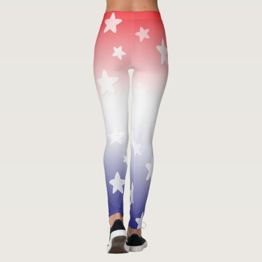 Rood, Wit en Blauw Verloop met Sterren Leggings (Achterkant)