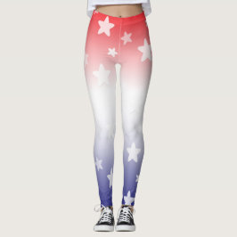 Rood, Wit en Blauw Verloop met Sterren Leggings