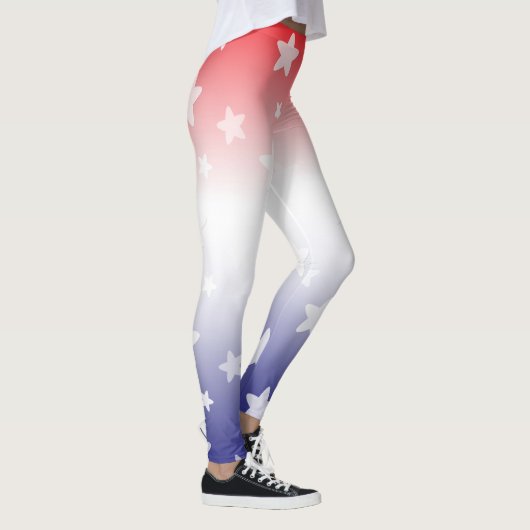 Rood, Wit en Blauw Verloop met Sterren Leggings (Rechts)