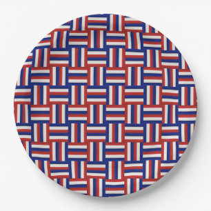 Rood Wit en Blauw Verlopend Patriottisch Zig Zagpa Papieren Bordje