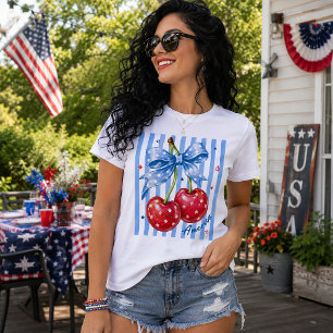 Rood Wit en Blauw Verse Kers Amerika Design Tri-Blend Shirt