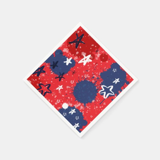 Rood, wit en blauw Verspreide sterren Servet (Hoek)