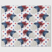 Rood Wit en Blauw Vier Juli Bloemstuk Cadeaupapier (Vlak)