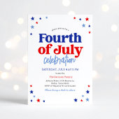 Rood Wit en Blauw Vier Juli Feest Kaart