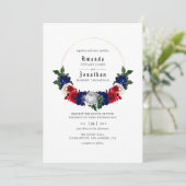 Rood Wit en Blauw Vier Juli Huwelijk Kaart (Staand voorkant)