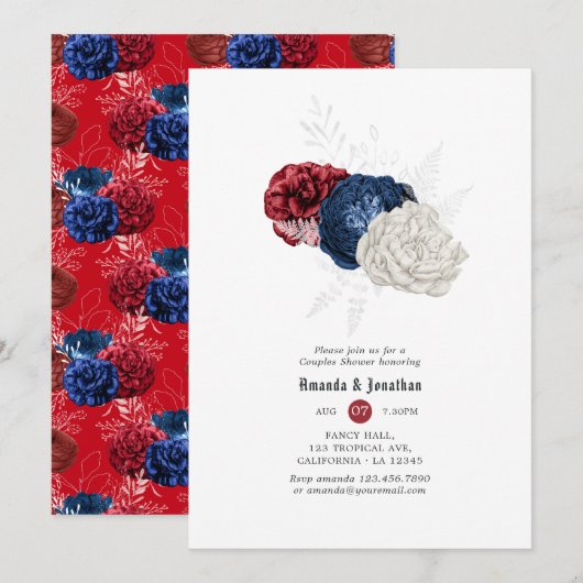 Rood Wit en Blauw Vier Juli Koppel Borrel Kaart (Voorkant / Achterkant)