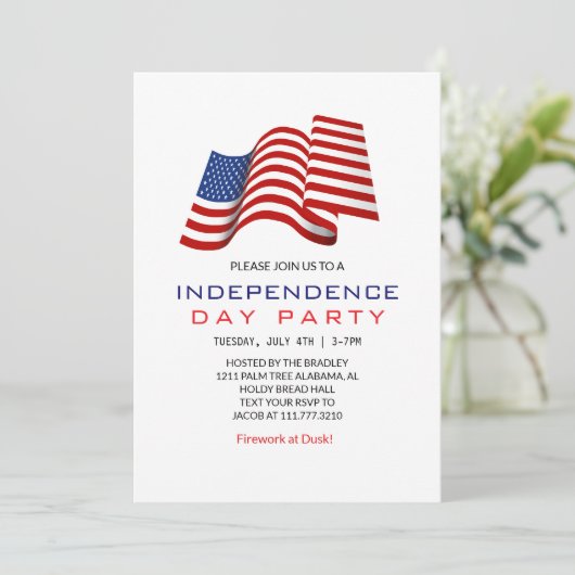 Rood Wit en Blauw Vier Juli Onafhankelijkheidsdag Kaart (Staand voorkant)