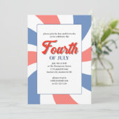 Rood wit en blauw Vierde juli Kaart (Staand voorkant)
