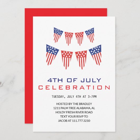 Rood wit en blauw vierde juli Onafhankelijkheidsda Kaart (Voorkant / Achterkant)