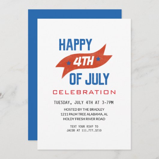 Rood wit en blauw vierde juli Onafhankelijkheidsda Kaart (Voorkant / Achterkant)