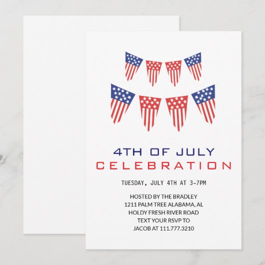 Rood wit en blauw vierde juli Onafhankelijkheidsda Kaart (Voorkant / Achterkant)