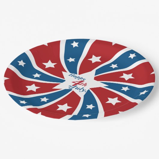 Rood Wit En Blauw Vierde Juli Sterren Strepen Papieren Bordje (Gekanteld)