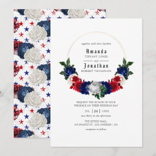 Rood Wit en Blauw Vierde Juli Wedding Kaart