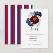 Rood Wit en Blauw Vierde Juli Wedding RSVP Kaartje (Voorkant / Achterkant)