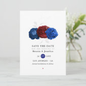 Rood Wit en Blauw Vierde Juli Wedding Save The Date (Staand voorkant)