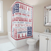 Rood, Wit en Blauw Vierde van Juli Subway Art Douchegordijn (In situ)