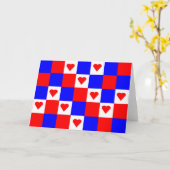 Rood, wit en blauw vierkant met rood hart kaart (Gele Bloem)