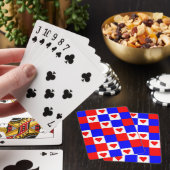 Rood, wit en blauw vierkant met rood hart pokerkaarten (Insitu)