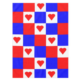 Rood, wit en blauw vierkant met rood hart tafelkleed